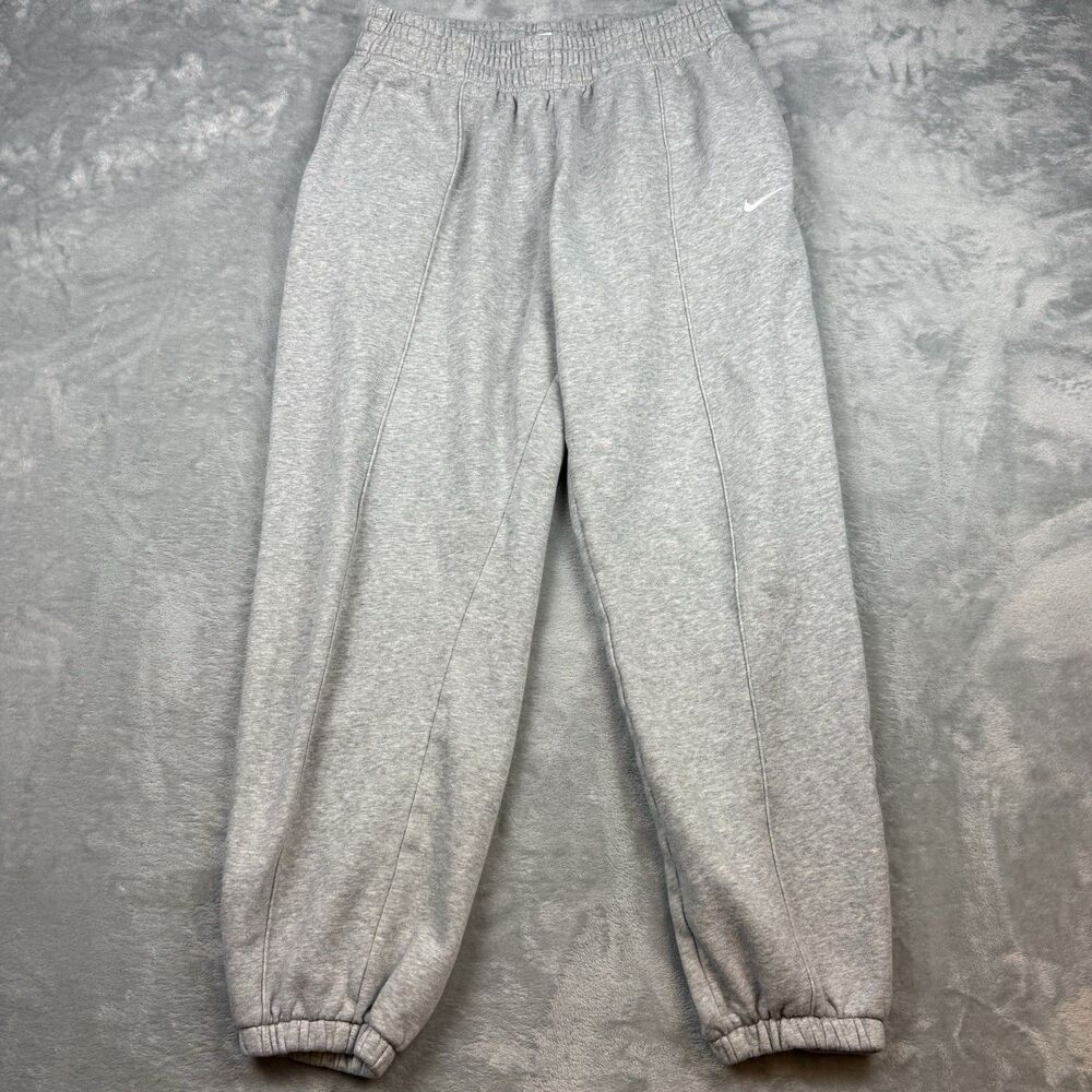 Nike Gray Fleece Sweatpants Joggers Embroidered Swoosh Athletic Pants Medium